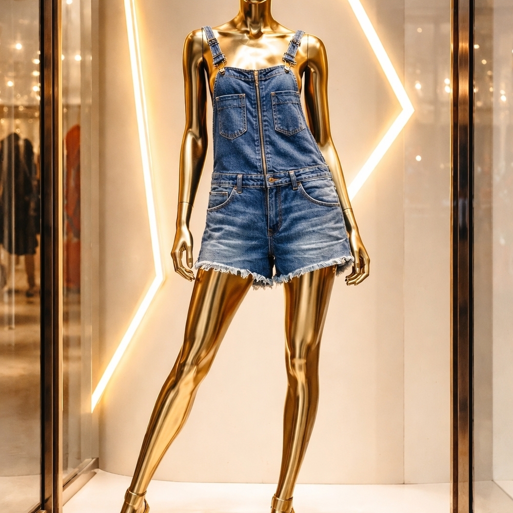 Free People Denim Jumpsuit Shorts.